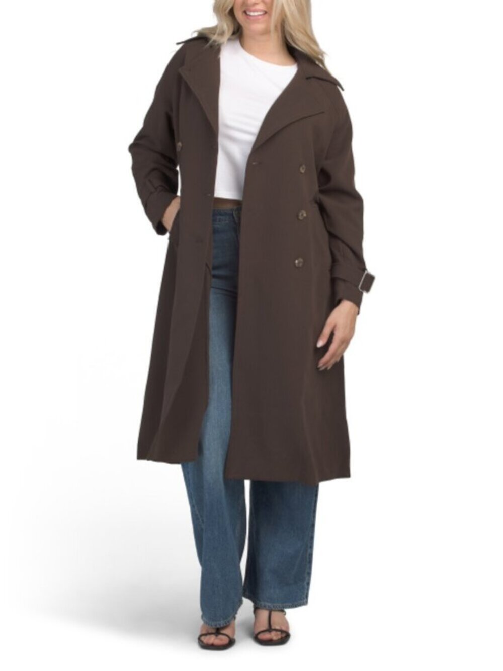 EDIT BY JASON WU Oversized Double Breast Notch Collar Trench Coat With Buckle Be